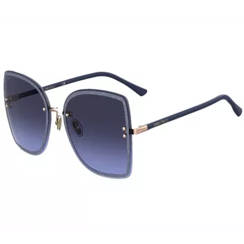 JIMMY CHOO LETI-S-LKSGB Women's Cat Eye Sunglasses Black Gold Acetate Frame Grey Gradient Lens 62/15/145 mm