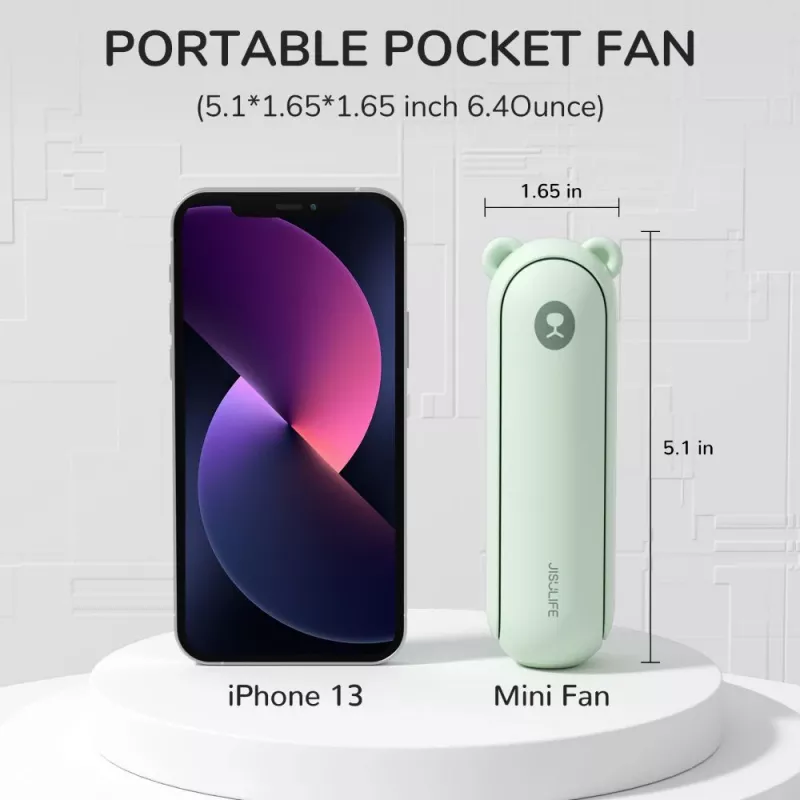 JISULIFE Handheld Fan 8 Plus 5000mAh USB-C Rechargeable Portable Fan with Power Bank and LED Display - Green