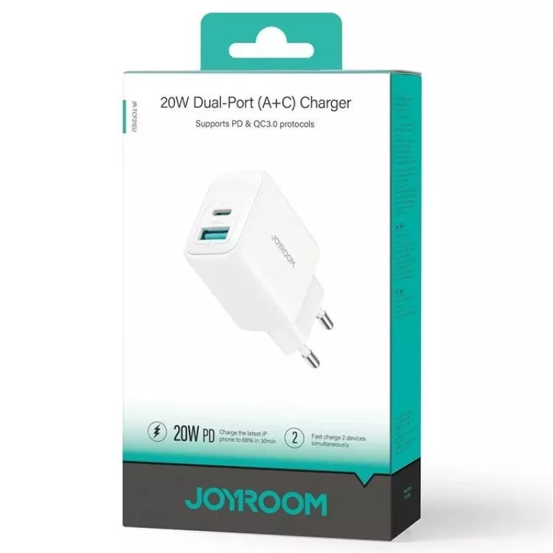 Joyroom 20W Dual-Port (USB-A + USB-C) Charger EU Plug White