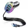 Joyroom 4-in-1 Fast Car Charger PD QC3.0 AFC FCP with 1.6m 57W Lightning Cable Black