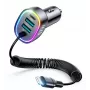 Joyroom 4-in-1 Fast Car Charger PD QC3.0 AFC FCP with 1.6m 57W Lightning Cable Black