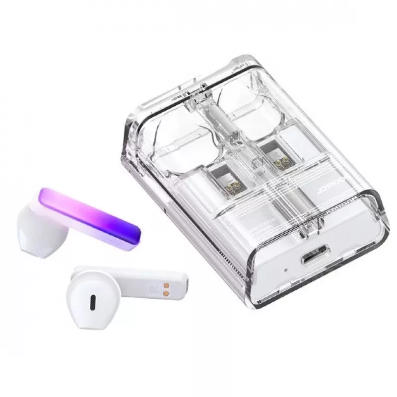 Joyroom IceLens Series True Wireless Earbuds with LED Lights, Bluetooth 5.3, White (JR-TC1-WHT)
