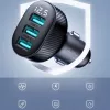 Joyroom JR-CCD03 Car Charger with Digital Display, 3x USB-A, 17W, 3.4A, Black