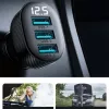 Joyroom JR-CCD03 Car Charger with Digital Display, 3x USB-A, 17W, 3.4A, Black