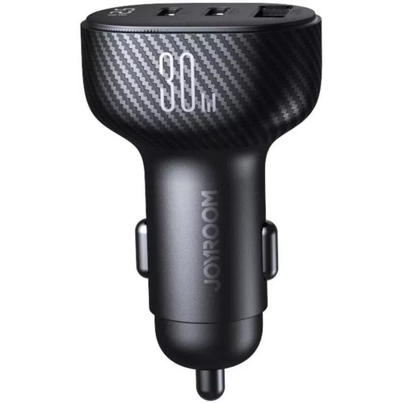 Joyroom JR-CCD04 Car Charger 30W 2x USB-C USB-A with Digital Display - Black
