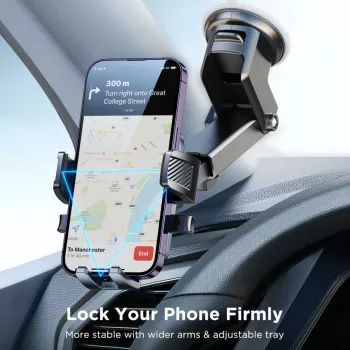 Joyroom JR-OK6 Car Phone Holder Mount - Dashboard & Windshield Suction Cup - Universal for 4.7-7.2 inch Smartphones - 360° Rotation - Black