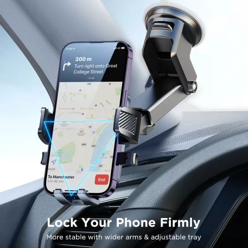 Joyroom JR-OK6 Car Phone Holder Mount - Dashboard & Windshield Suction Cup - Universal for 4.7-7.2 inch Smartphones - 360° Rotation - Black