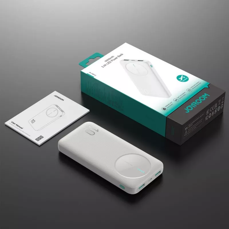 Joyroom JR-PBF12 Power Bank 10000mAh 2.4A Dual USB-A USB-C White