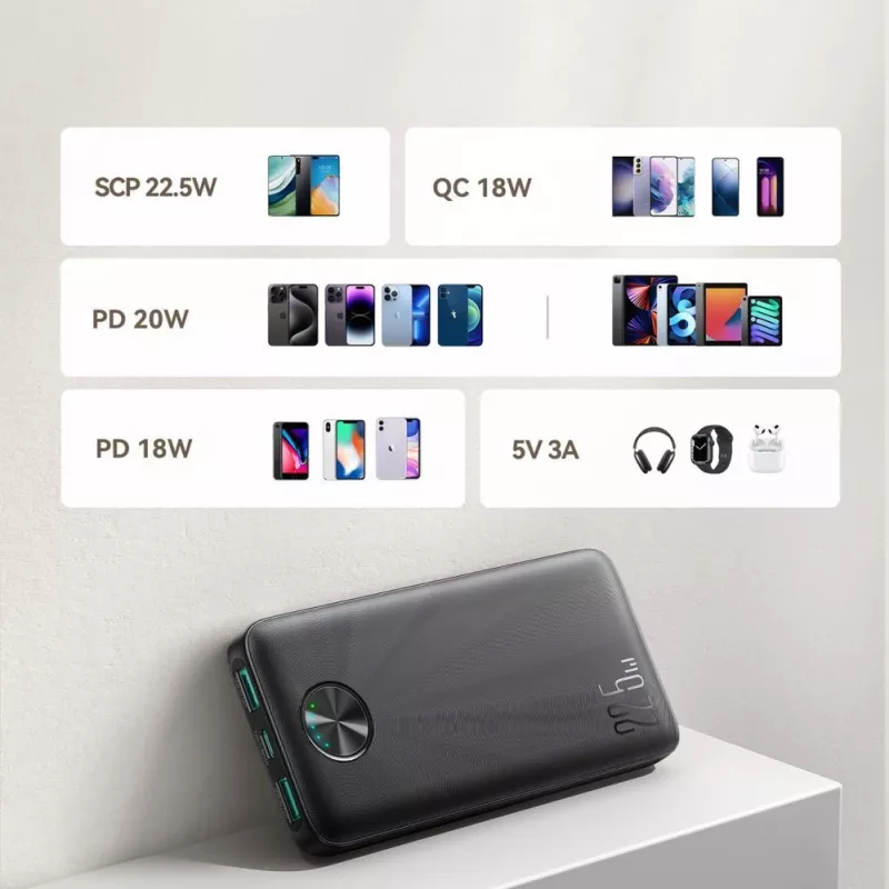 Joyroom JR-PBF15 Power Bank 10000mAh USB-C USB-A 22.5W Black