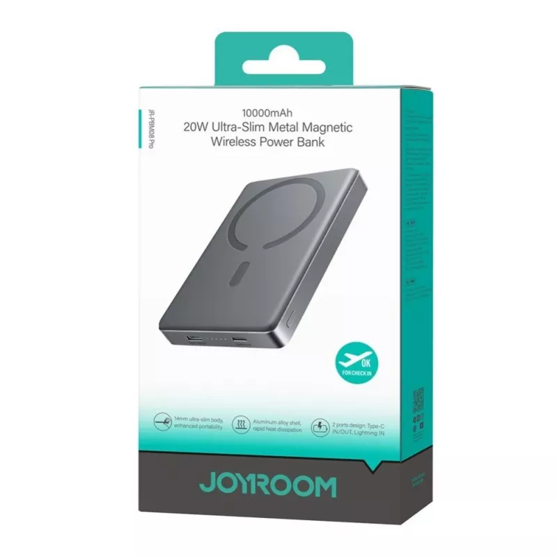 JOYROOM JR-PBM08 Pro Titanium 20W Metal Magnetic Wireless Power Bank 10000mAh Gold