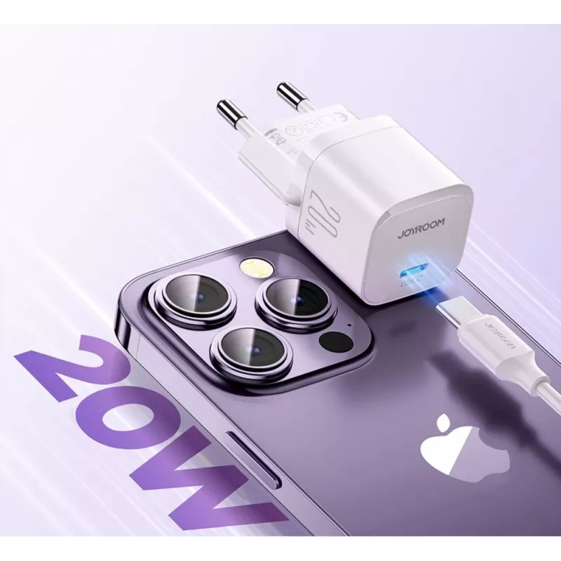 JOYROOM JR-TCF02 USB-C PD 20W Wall Charger with USB-C Cable - White