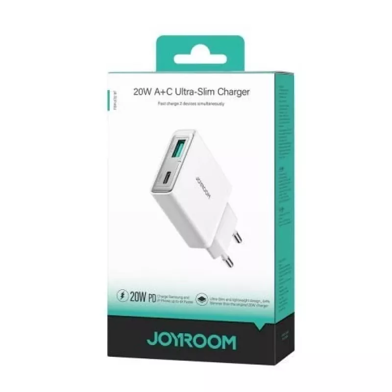 JOYROOM JR-TCF14-WHT 20W PD 3.0 & QC 3.0 Dual-Port USB Wall Charger - White