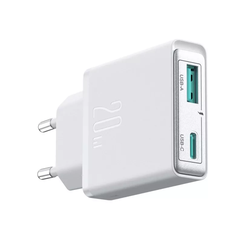 JOYROOM JR-TCF14-WHT 20W PD 3.0 & QC 3.0 Dual-Port USB Wall Charger - White
