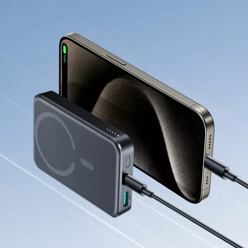 JOYROOM JR-W020 20W 10000mAh MagSafe Power Bank with USB-C to USB-C 0.25m Cable - Black
