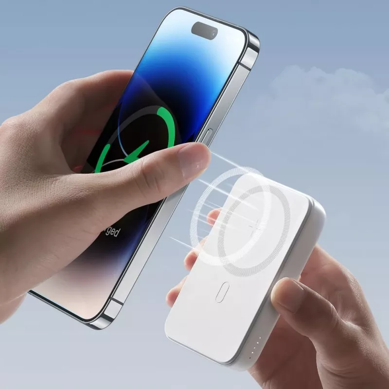 Joyroom JR-W020 20W Mini Magnetic Wireless Power Bank 10000mAh White with USB to Type-C 0.25m Cable