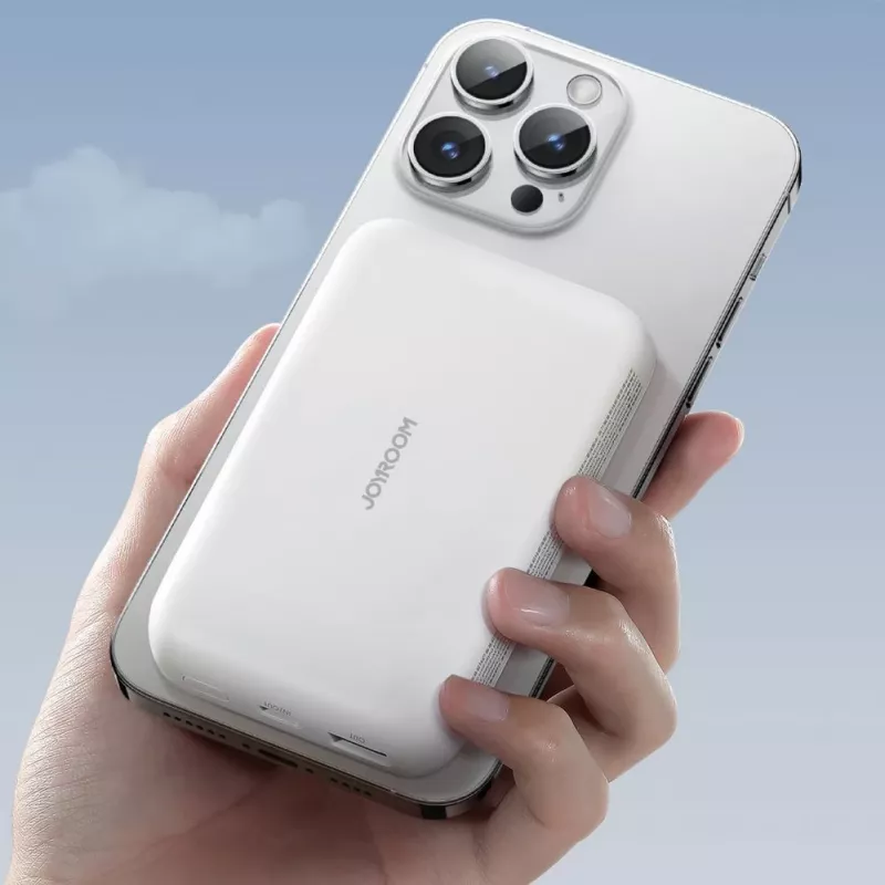 Joyroom JR-W020 20W Mini Magnetic Wireless Power Bank 10000mAh White with USB to Type-C 0.25m Cable