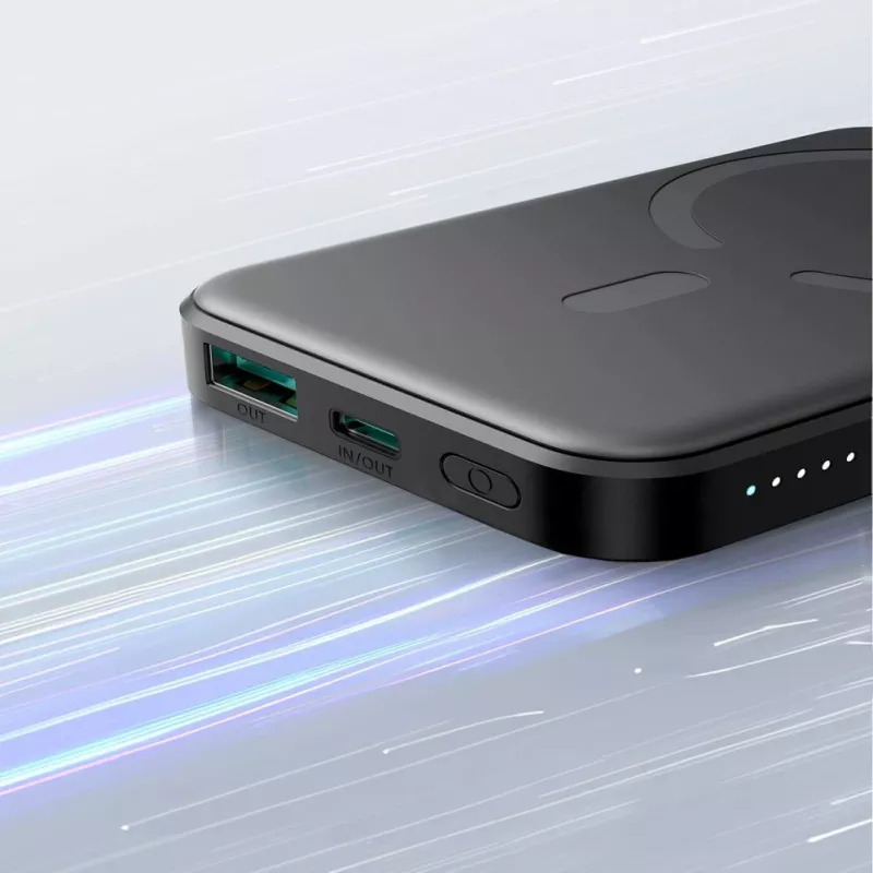 JOYROOM JR-W020 Mini Power Bank 5000mAh 20W USB-A USB-C Wireless Charging - Black + USB-C Cable
