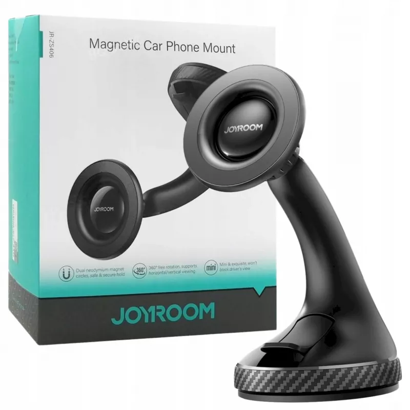 JOYROOM JR-ZS406-BLK Magnetic Windshield Car Mount Holder, 360° Rotation, Black