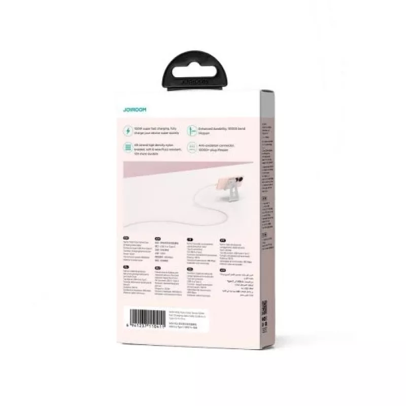 Joyroom Multi-Color Series USB-A to USB-C Fast Charging and Data Cable, 100W, 1m, Pink (S-A34)