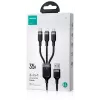 JOYROOM S-1T3018A18 3-in-1 Multi Charging Cable USB-A to USB-C/Micro-USB/Lightning, 30cm Braided Nylon, 3.5A, Black