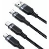 JOYROOM S-1T3018A18 3-in-1 Multi Charging Cable USB-A to USB-C/Micro-USB/Lightning, 30cm Braided Nylon, 3.5A, Black