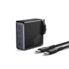 Joyroom Travel Charger GaN Fast Charger (UK) C+C+C+U, 140W, with Type-C to Type-C, PD 240W cable (1.2m) Black