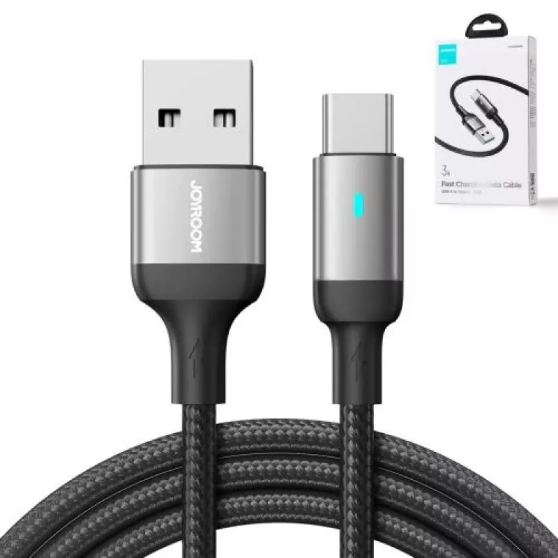 JOYROOM USB-A to USB-C Data Cable, 3A, 1.2m, Black (S-UC027A10)