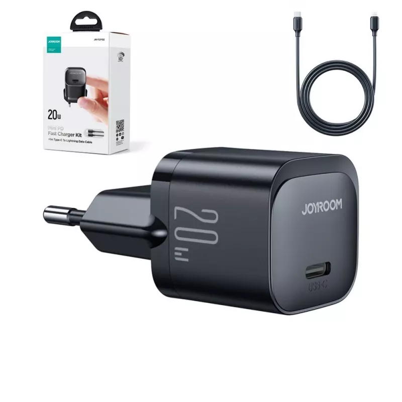 Joyroom USB-C 20W PD Mini Charger with USB-C to Lightning Cable - Black