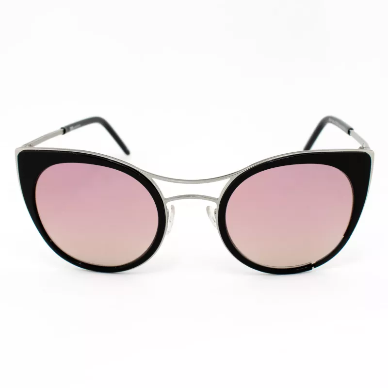 JPLUS Woman JP3038-01 Sunglasses - Black Acetate Frame, Grey Polycarbonate Lens, UV400 Protection, 51/25/145 mm
