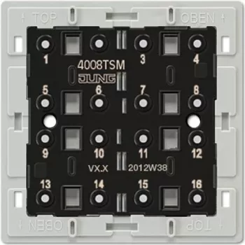 Jung 4008 TSM Push-Button Switch Module, 1-Pole, 250 V AC, 10 A, Screw Terminals, Flush-Mounted, White