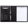 Jüscha 43004 A5 Leather Presentation Folder with Business Card Holder and Central Clasp, Black