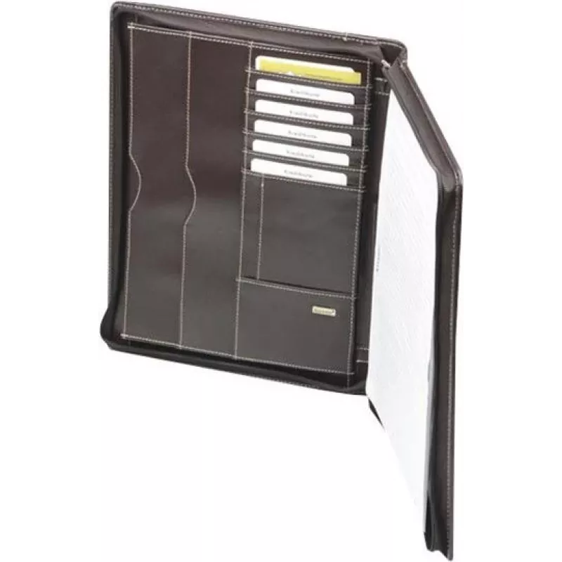 JÜSCHA Alassio A4 MONACO Zippered Leather Document Folder - Antique Dark Brown 30054