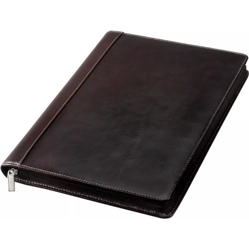 JÜSCHA Alassio A4 MONACO Zippered Leather Document Folder - Antique Dark Brown 30054