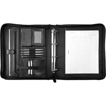 JÜSCHA Alassio AREZZO A4 Zipper Document Folder Faux Leather Black 30025