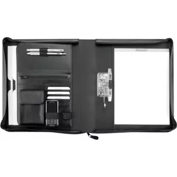 JÜSCHA Alassio BERGAMO A4 Zipper Document Folder Faux Leather Black 31506