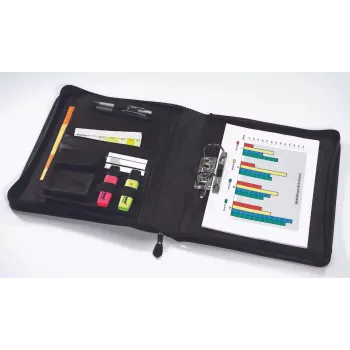 JÜSCHA Alassio BERGAMO A4 Zipper Document Folder Faux Leather Black 31506