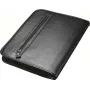 JÜSCHA Alassio LIMONE A4 Genuine Leather Conference Folder with Removable Ring Mechanism and All-Around Zipper, Black 30014