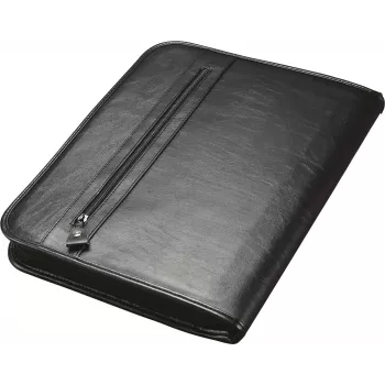 JÜSCHA Alassio LIMONE A4 Zipper Document Folder Faux Leather Black 30043