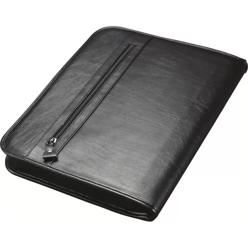 JÜSCHA Alassio LIMONE A4 Zipper Document Folder Faux Leather Black 30043