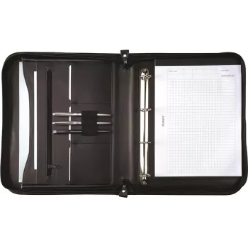JÜSCHA Alassio LIMONE A4 Zipper Document Folder Faux Leather Black 30043