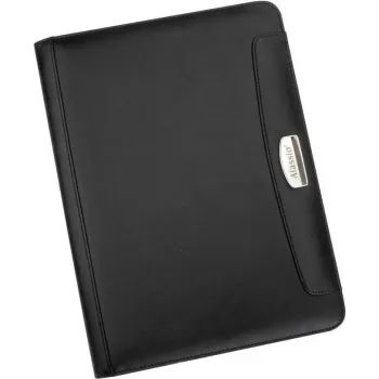 JÜSCHA Alassio MARES I Writing Portfolio DIN A4 with Calculator, Notepad, Card Slots, Pen Loop, FINEtouch Leather Imitation, Black 96086-1