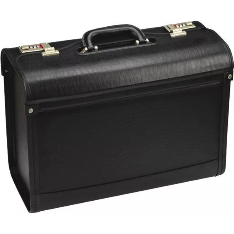 JÜSCHA Alassio Pilot Case Faux Leather Black 28L 15.6 inch Laptop 45028