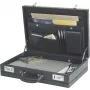 JÜSCHA Alassio PONTE Document Case Faux Leather Black A4 – 3 Compartments, 4 Card Slots, 2 Pen Loops, ID Window, Writing Pad Compartment 92300