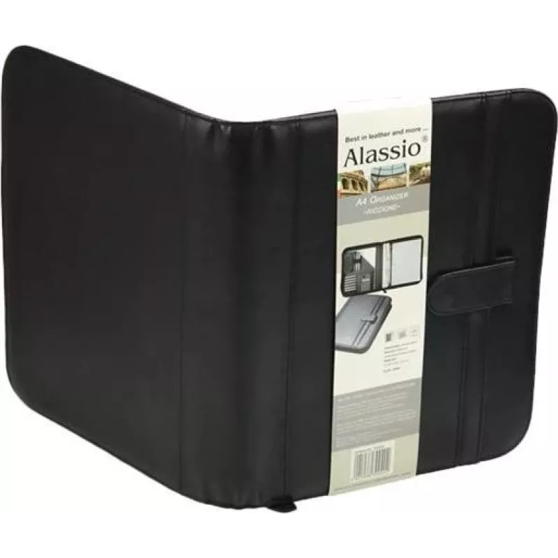 JÜSCHA Alassio RICCIONE A4 Zipper Document Folder Faux Leather Black 30040