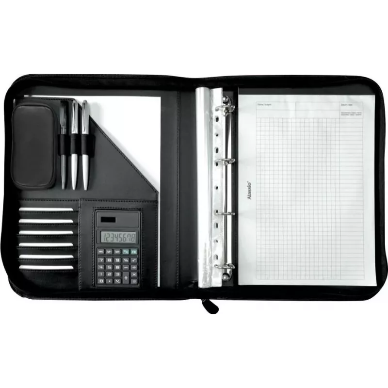 JÜSCHA Alassio RICCIONE A4 Zipper Document Folder Faux Leather Black 30040