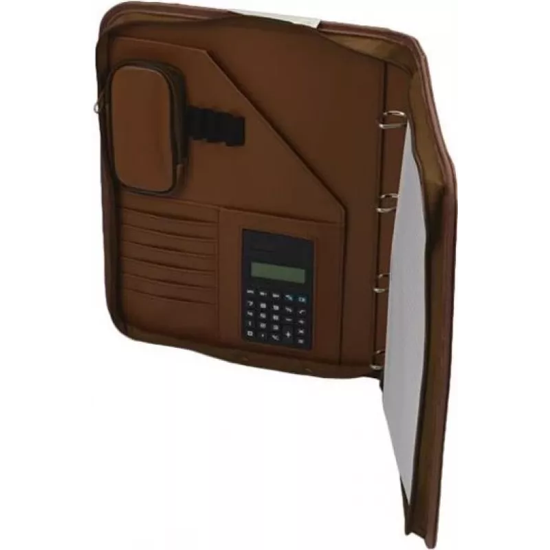JÜSCHA Alassio VITERBO Document Folder with Zipper, Faux Leather, Brown, A4, 2 Pen Loops, 4 Card Slots, 2 Document Compartments, Calculator Pocket, Writing Pad Pocket, Splash-proof (30053)