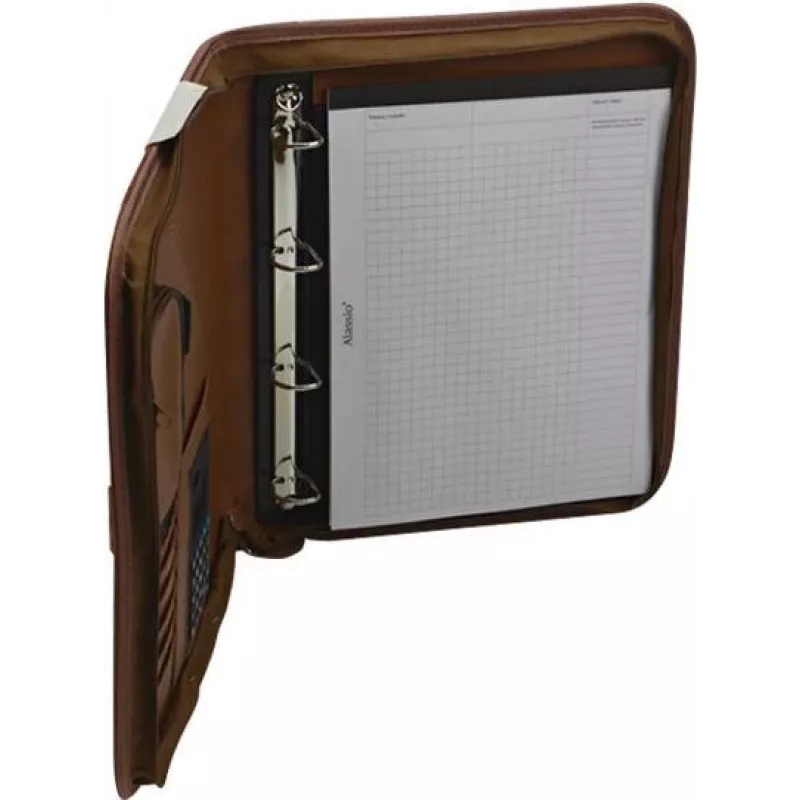 JÜSCHA Alassio VITERBO Document Folder with Zipper, Faux Leather, Brown, A4, 2 Pen Loops, 4 Card Slots, 2 Document Compartments, Calculator Pocket, Writing Pad Pocket, Splash-proof (30053)