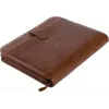 JÜSCHA Alassio VITERBO Document Folder with Zipper, Faux Leather, Brown, A4, 2 Pen Loops, 4 Card Slots, 2 Document Compartments, Calculator Pocket, Writing Pad Pocket, Splash-proof (30053)