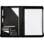 JÜSCHA Alassio Zippered Document Folder A4 Synthetic Leather Black with 4-Ring Binder and Calculator 30056