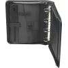 JÜSCHA RIMINI Zipper Conference Folder A4 Faux Leather Black with Notepad Compartment, Card Slots, Pen Loop, Smartphone Pocket